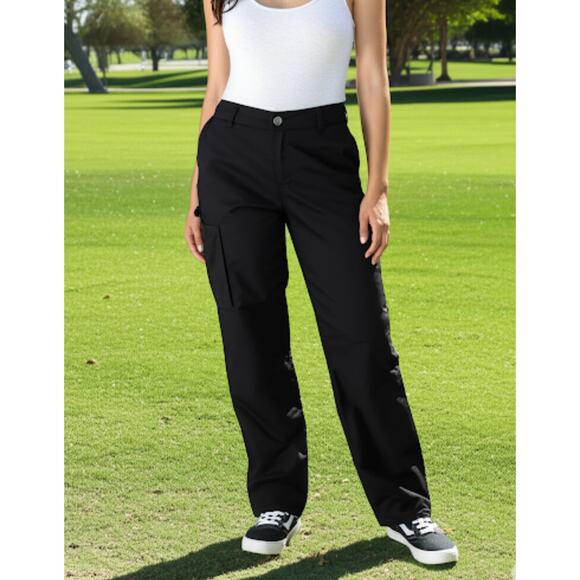 NWT Dickies Womens Black Pleated Regular Fit Wide Leg Work Pants ZipUp Loops 10R - Picture 1 of 11